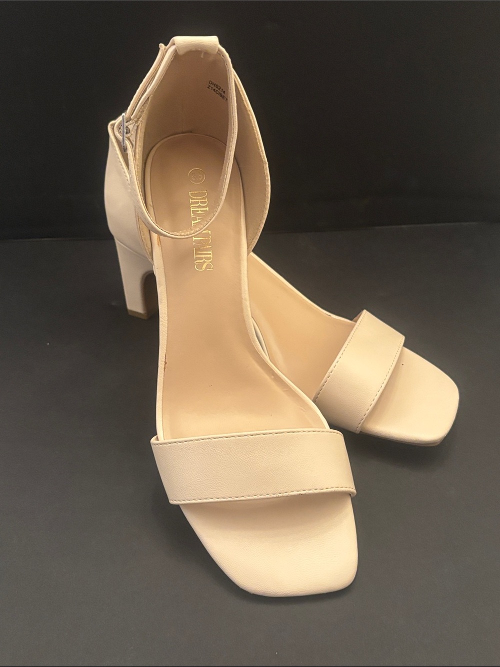 Dream Pairs Nude/Beige Ankle-Strap Block Heel Sandals
